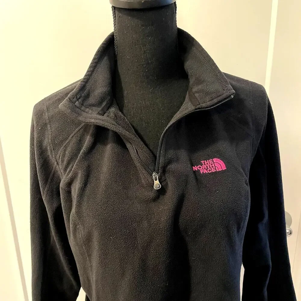 The North Face women's black quarter zip fleece Medium Polartec pullover pink